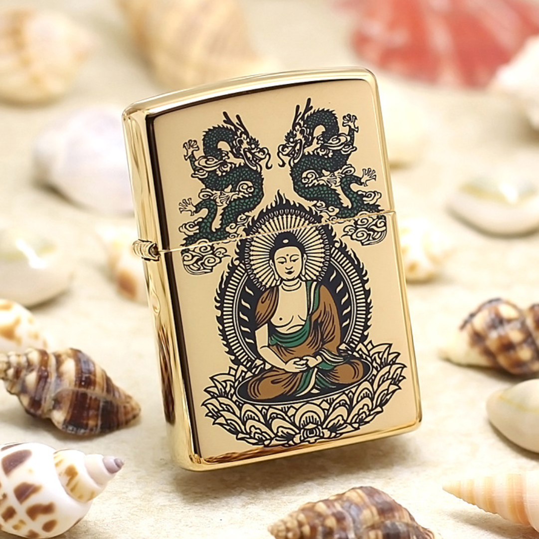 Japanese Zippo Plated Golden Buddha Lighter
