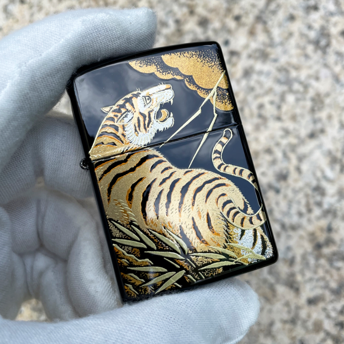 Japanese Zippo Traditional Crafts Maki-e Urushi Tiger Lighter
