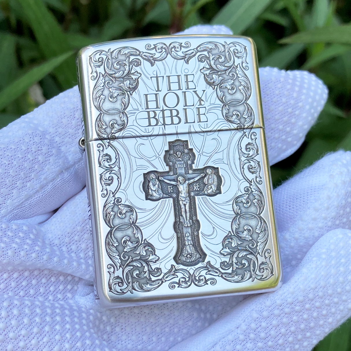 Zippo Armor Sterling Silver Holy Bible Lighter