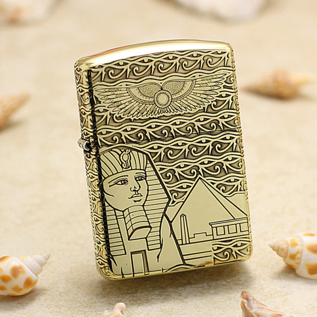 Etching Brass Armor 5-Sides Ancient Egyptian Culture Zippo Lighter
