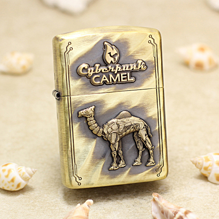 Etching Brass Antique Desert Camel Zippo Lighter