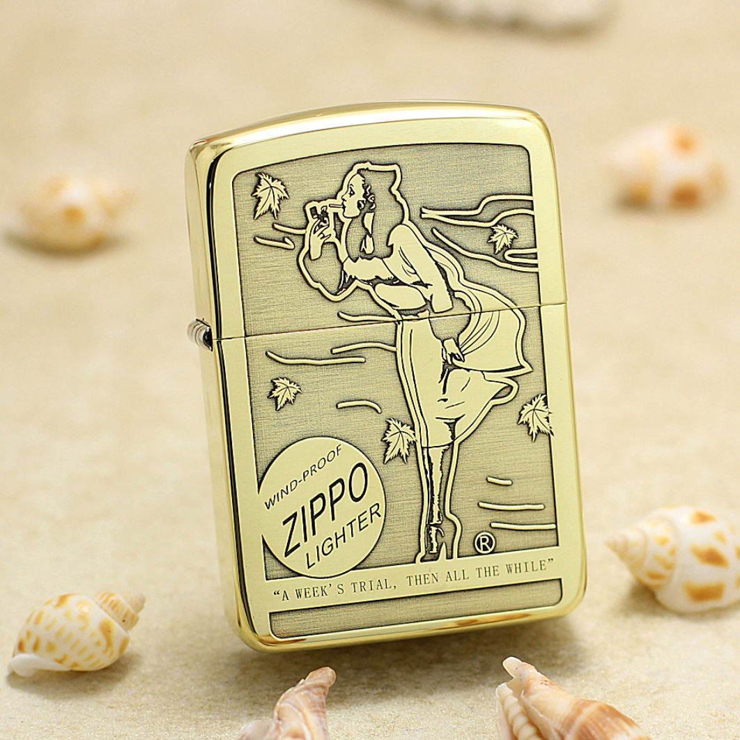 Zippo 1941B Replica Etching Brass Windy Girl Lighter Limited Edition