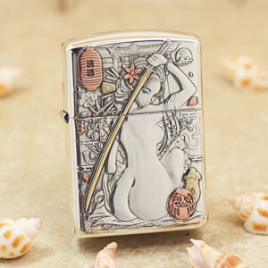 Zippo Armor Sterling Silver King of Ghosts Geisha Lighter