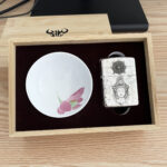 Guanyin sterling silver Zippo Armor lighter with ceramic bowl in wooden presentation set