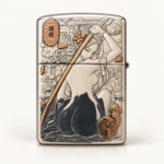 Geisha and Serpent Five-Side Sterling Silver Zippo Armor Lighter - Image 4