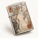 Geisha and Serpent Five-Side Sterling Silver Zippo Armor Lighter - Image 5