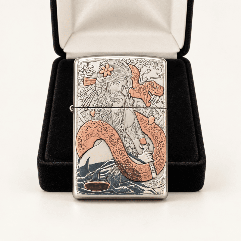 Geisha Sterling Silver Zippo Armor Lighter