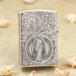 KZ014 sterling silver Zippo St Benedict figure reverse view
