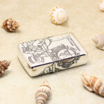 Horizontal view of the five-side Windy heritage collage sterling silver Zippo lighter