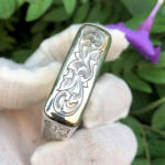 Top-edge arabesque engraving on the woman design sterling silver Zippo Armor lighter