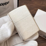 Zippo #13 brushed sterling silver Classic lighter, front view