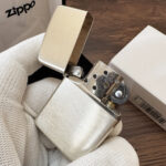 Zippo #13 brushed sterling silver lighter shown open