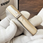Hinge-side profile of the Zippo #13 brushed sterling silver lighter