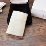 Zippo #13 brushed sterling silver lighter in its velvet presentation box