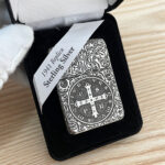 Zippo 1941 Replica sterling silver St. Benedict cross lighter in presentation pouch