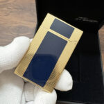 S.T. Dupont Ligne 2 Windsor blue lacquer and yellow gold finish lighter 16381 – product view 3