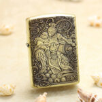Monkey King high-polish brass Zippo Armor lighter front view
