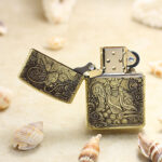 Open Monkey King brass Zippo Armor lighter front artwork