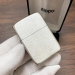 Zippo #24 hand-satin sterling silver 1941 Replica lighter, front view