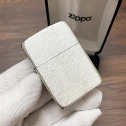 Zippo #24 hand-satin sterling silver 1941 Replica lighter, front view