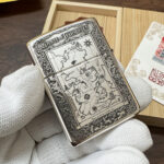 Game of Thrones five-side sterling silver Zippo lighter – second front view of the Westeros map and decorative frame
