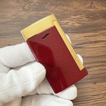 S.T. Dupont Slim 7 red lacquer and gold torch lighter 027707