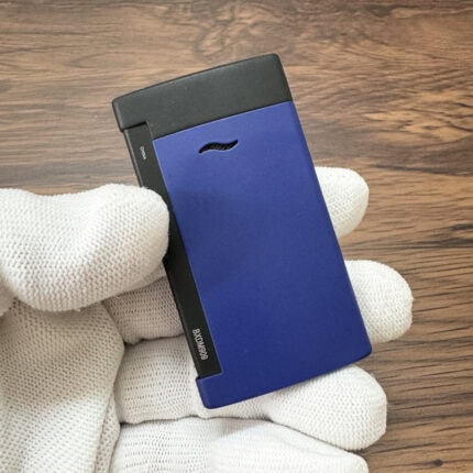 S.T. Dupont Slim 7 Velvet Ocean Blue and matte black torch lighter 027761