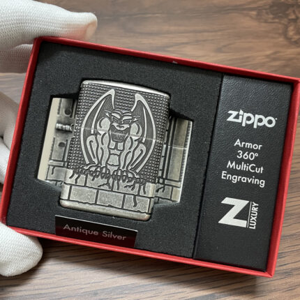 Zippo Armor Antique Silver Gargoyle lighter 28973
