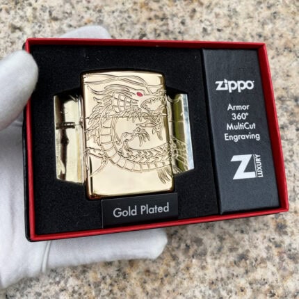 Zippo Armor Asian Dragon lighter 29265 in gold plate