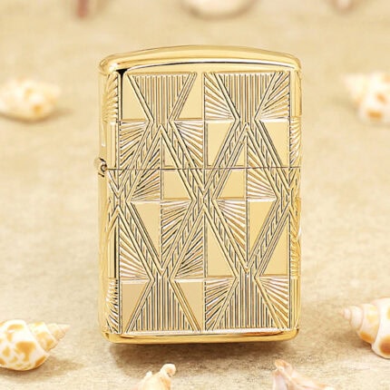 Zippo Armor Luxury Diamond Design lighter 29671 in High Polish Gold Plate