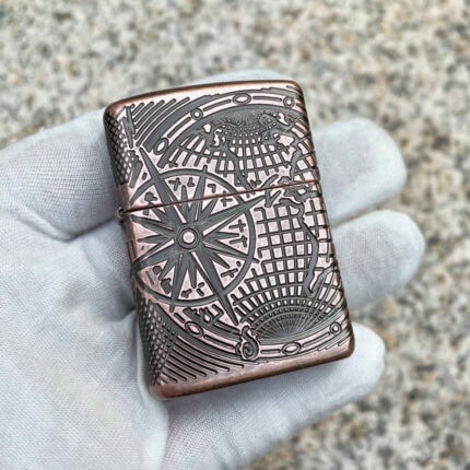 Zippo Armor World Map Design lighter 29853 in Antique Copper