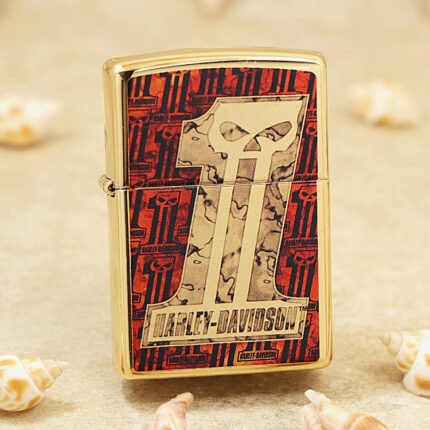 Zippo Harley-Davidson #1 Skull Design lighter 48361 in High Polish Brass