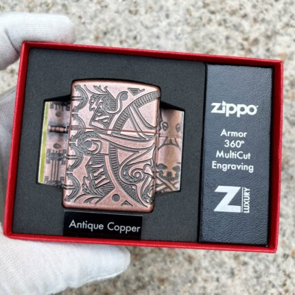 Zippo Armor Nautical Scene Design lighter 49000 in Antique Copper