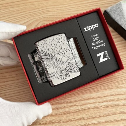 Zippo Armor Patriotic Design lighter 49027 in High Polish Chrome