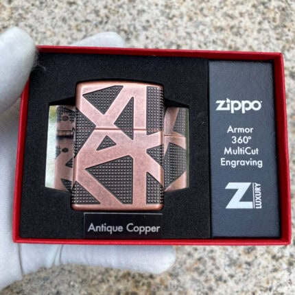 Zippo Armor Geometric 360 Design lighter 49036 in Antique Copper