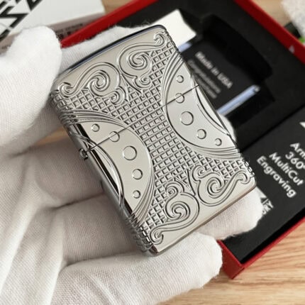 Zippo Armor Geometric Space Design lighter 49037 in High Polish Chrome