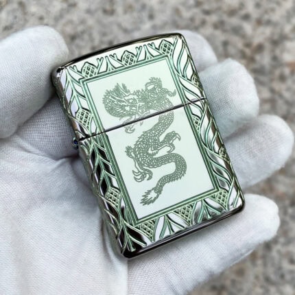 Zippo Armor Elegant Dragon lighter 49054 in High Polish Green