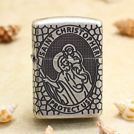 Zippo Armor St. Christopher Medal Design lighter 49160 in Antique Silver