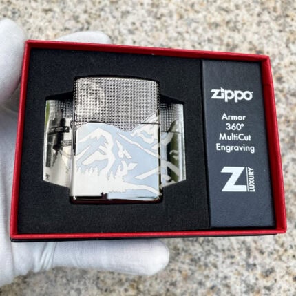 Zippo Armor Mountain Design lighter 49299 in Black Ice