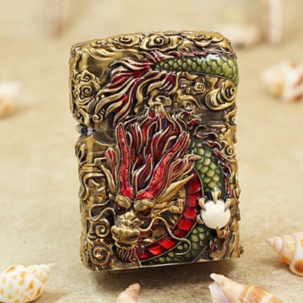 Zippo antique brass glow-in-the-dark Dragon jacket lighter