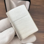 Zippo #27 brushed sterling silver Armor lighter, front view