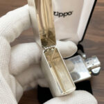 Interior of the Zippo #27 sterling silver Armor case shown open