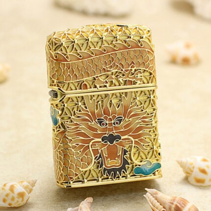 Zippo gold-tone enamel Dragon jacket lighter