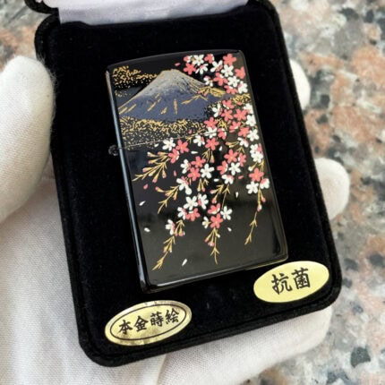 Japanese Zippo Maki-e Fuji Sakura Gold Leaf Lighter