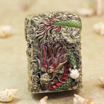 Zippo antique silver glow-in-the-dark Dragon jacket lighter