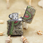 Zippo antique silver glow-in-the-dark Dragon jacket lighter – alternate view 3