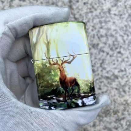 Zippo Père David’s Deer forest scene full-wrap color lighter