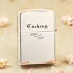 Freemasonry limited-edition sterling silver Zippo Armor lighter – polished reverse showing Tucheng lettering and individual 099/100 numbering
