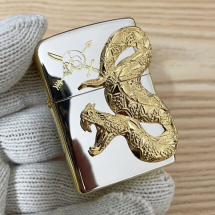 Japanese Zippo gold Big Snake emblem lighter