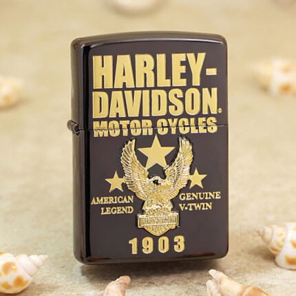 2016 Japanese Zippo Harley-Davidson Black Ice Gold 1903 Eagle Lighter – product image 1 of 7